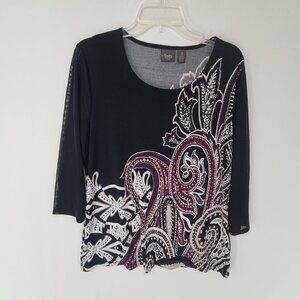 Travelers Collection by Chico's Women's Pullover Blouse Black Size Large Travel